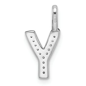14K White Gold Diamond Letter Y Initial Pendant