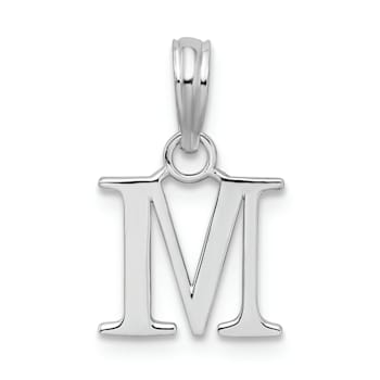 Sterling Silver Polished Block Initial -M- Pendant