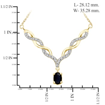 0.55ct Oval Sapphire with White Diamond Accent 14K Gold Over Sterling
Silver Necklace