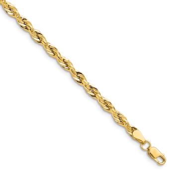 14k Yellow Gold 3.5mm Rope Link 26 Inch Chain