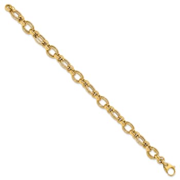 14k Yellow Gold Polished 3D 7mm Fancy Link Bracelet