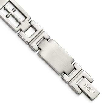 Stainless Steel Brushed and Polished Cross Bracelet