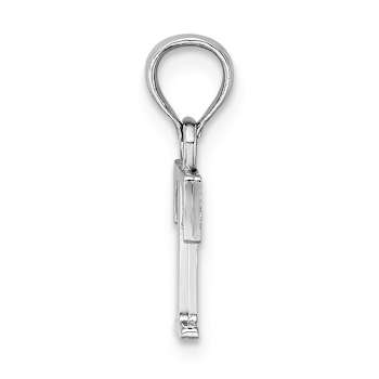 Rhodium Over 14k White Gold Polished Block Letter T Initial Pendant