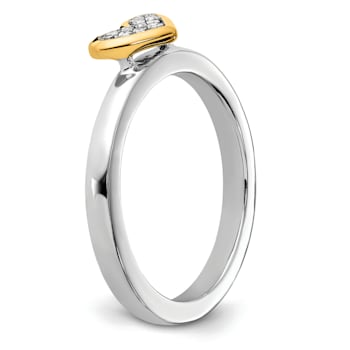 14K Yellow Gold Over Sterling Silver Stackable Expressions Heart with
Diamond Ring 0.045ctw