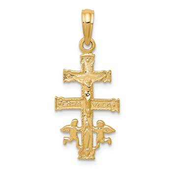 14K Yellow Gold Cara Vaca Crucifix Pendant