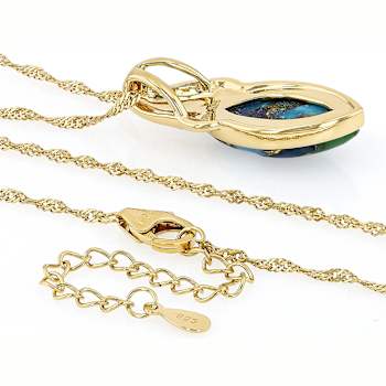 Mohave Turquoise Marquise Pendant Necklace In 18K Gold Over Sterling Silver