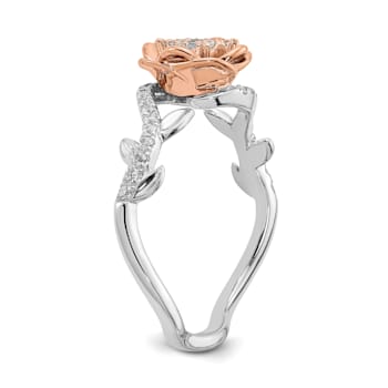 14K Two-tone White and Rose Gold Diamond Fashion Band