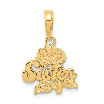 14k Yellow Gold Sister Rose Pendant