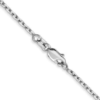 14K White Gold 1.8mm Diamond-cut Round Open Link Cable Chain Necklace