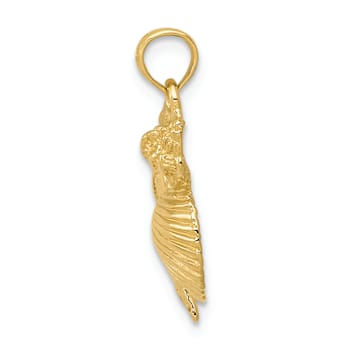 14k Yellow Gold Textured Four Shell Cluster Pendant
