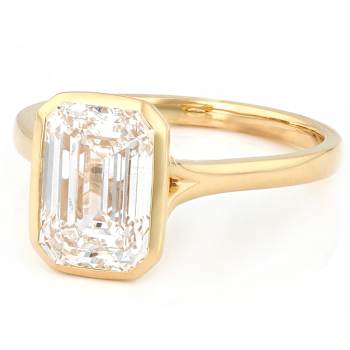 3ct Emerald-Cut Lab-Grown Diamond Solitaire Ring In Solid 14K Yellow Gold