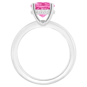 8mm Round Pink Topaz With Diamond Accents Rhodium Over Sterling Silver
Hidden Halo Ring