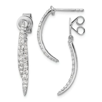 Rhodium Over 14K White Gold Lab Grown Diamond Front and Back Post Dangle Earrings