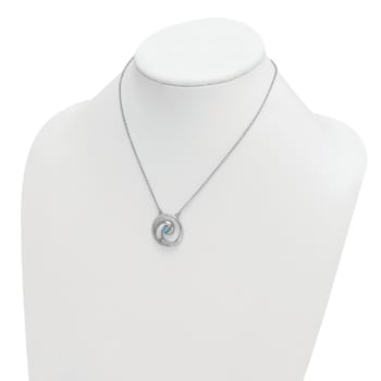 Rhodium Over Sterling Silver Crystal Wave 16 + 2 Inch Extension Necklace