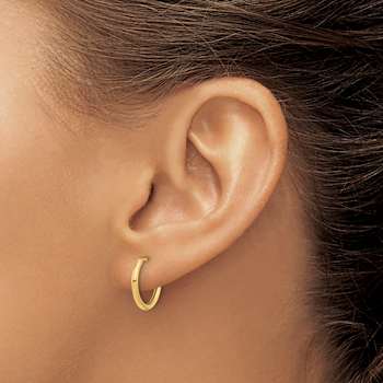 14k Yellow Gold Polished 9/16" Hinged Hoop Earrings