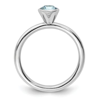 Sterling Silver Stackable Expressions High 5mm Blue Crystal Ring
