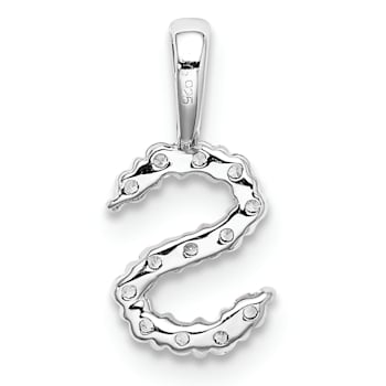 Rhodium Over 14K White Gold Lab Grown Diamond Letter S Initial Pendant
