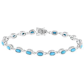 Turquoise Station Bracelet In Sterling Silver 5x3mm
