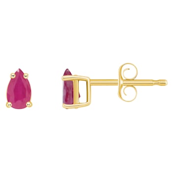 5x3mm Pear Shape Ruby 14k Yellow Gold Stud Earrings