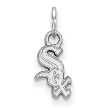 Rhodium Over Sterling Silver MLB Chicago White Sox LogoArt Pendant
