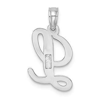 Rhodium Over 14k White Gold Polished Script Letter L Initial Pendant