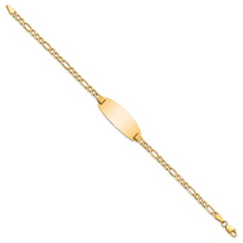 14k Yellow Gold Oval ID Figaro Link Bracelet