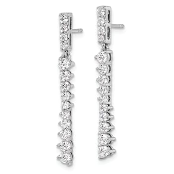 Rhodium Over 14K White Gold Lab Grown Diamond Post Dangle Earrings