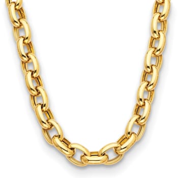 14K Yellow Gold 11.5mm Open Link Cable 18-inch Necklace