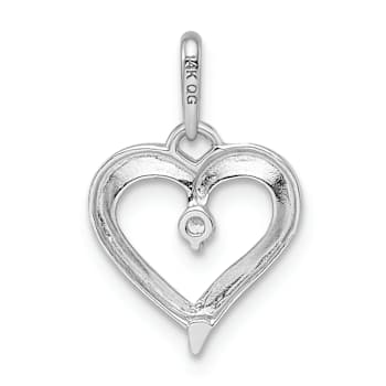 Rhodium Over 14k White Gold Cubic Zirconia Heart Pendant