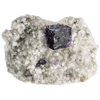 Fluorite on Calcite 52.85g 1.93x1.00 Inch Specimen
