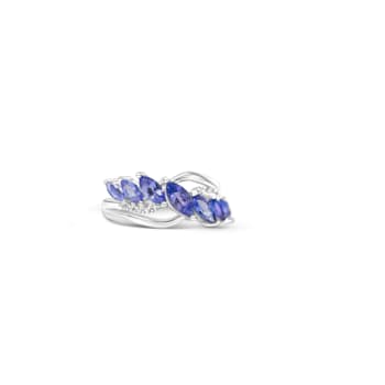 Rhodium Over Sterling Silver Marquise Tanzanite and White Zircon Ring 1.52ctw