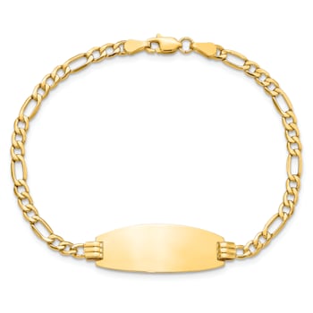14k Yellow Gold Oval ID Figaro Link Bracelet