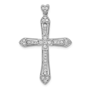 Rhodium Over 14K White Gold 1/3ct. Diamond Cross Pendant