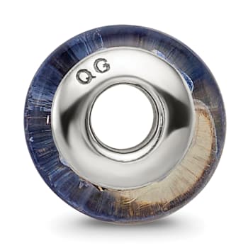 Sterling Silver Blue Hand-blown Glass Bead