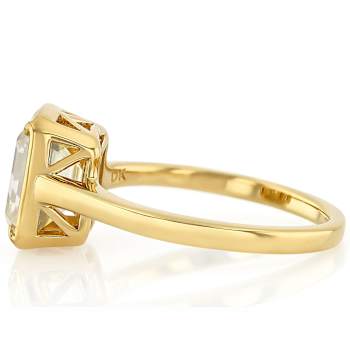 Timeless Emerald-Cut Moissanite Solitaire Ring In 14K Gold Over Sterling Silver