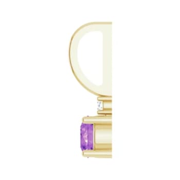 14K Yellow Gold 4mm Amethyst and Diamond Pendant
