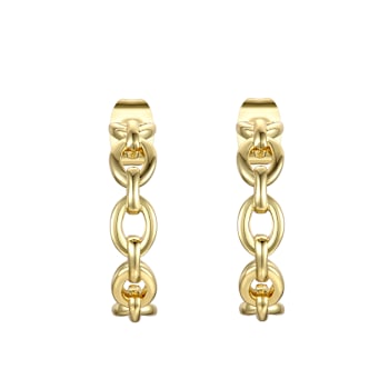Chain Link C-Hoop Earrings In 14K Gold Over Brass