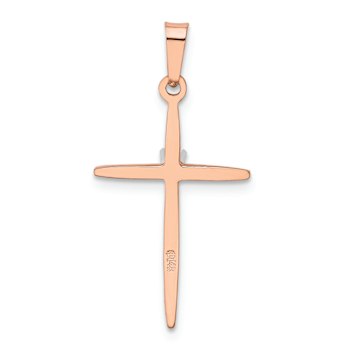 14k Rose Gold and Rhodium Over 14k Rose Gold Cross Pendant with Diamond