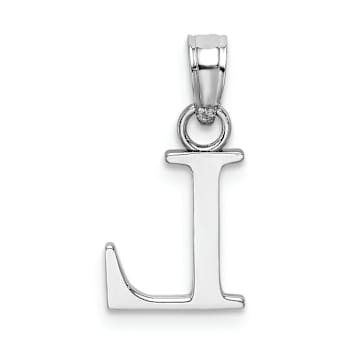 Rhodium Over 14k White Gold Polished Block Letter L Initial Pendant