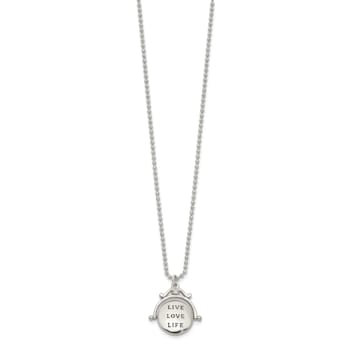 Sterling Silver Polished Reversible Enameled Tree of Life Necklace