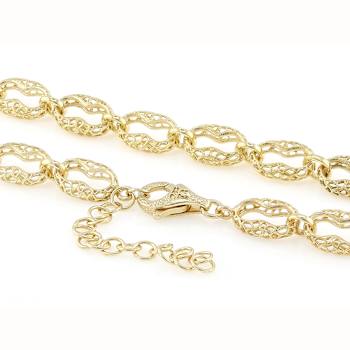 Turkish Mariner Chain Necklace In 18K Gold Over Sterling Silver 8mm 16 Inch