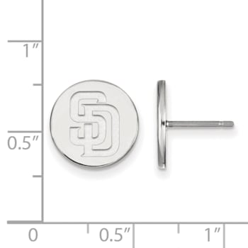 Rhodium Over Sterling Silver MLB LogoArt San Diego Padres Post Earrings