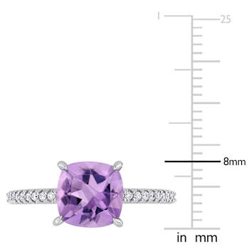 Amethyst and Diamond 14K White Gold Engagement Ring 1.86ctw