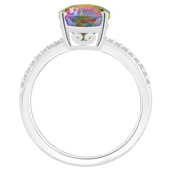 12x8mm Pear Shape Mystic Topaz and 1/10 ctw Diamond Rhodium Over
Sterling Silver Ring
