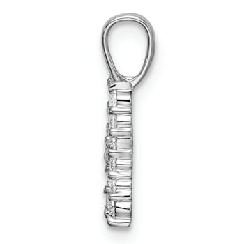 Rhodium Over 14K White Gold Lab Grown Diamond Letter H Initial Pendant
