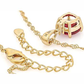 Lab-Created Red Beryl And White Lab-Created Moissanite Pendant Necklace
In 18K Gold Over Sterling Silver 1.73ctw