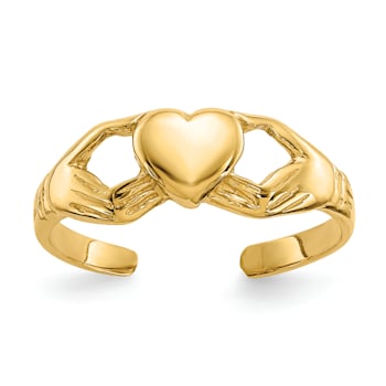 14K Yellow Gold Polished Claddagh Toe Ring