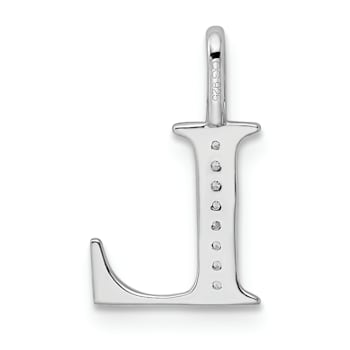 14K White Gold Diamond Letter L Initial Pendant
