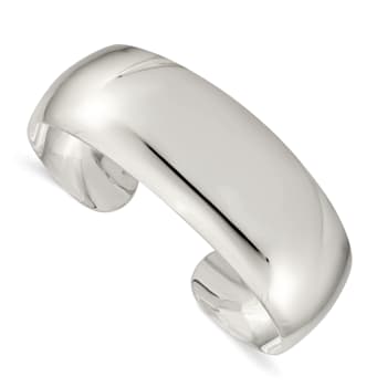 Sterling Silver Solid Polished Plain Cuff Bracelet