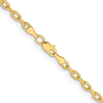 14K Yellow Gold 3mm Semi-solid Diamond-cut Open Link Cable Chain Necklace